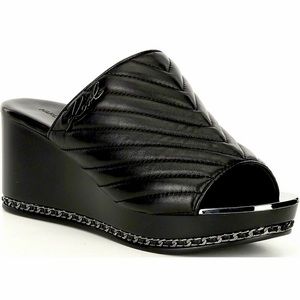 KARL LAGERFELD Leni Wedge Sandal BLK Sz9